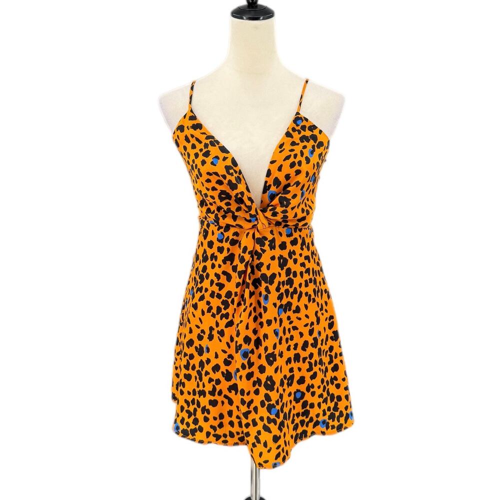 House of Harlow x Revolve NEW Orange Black Animal Print Night Out Party Dress
